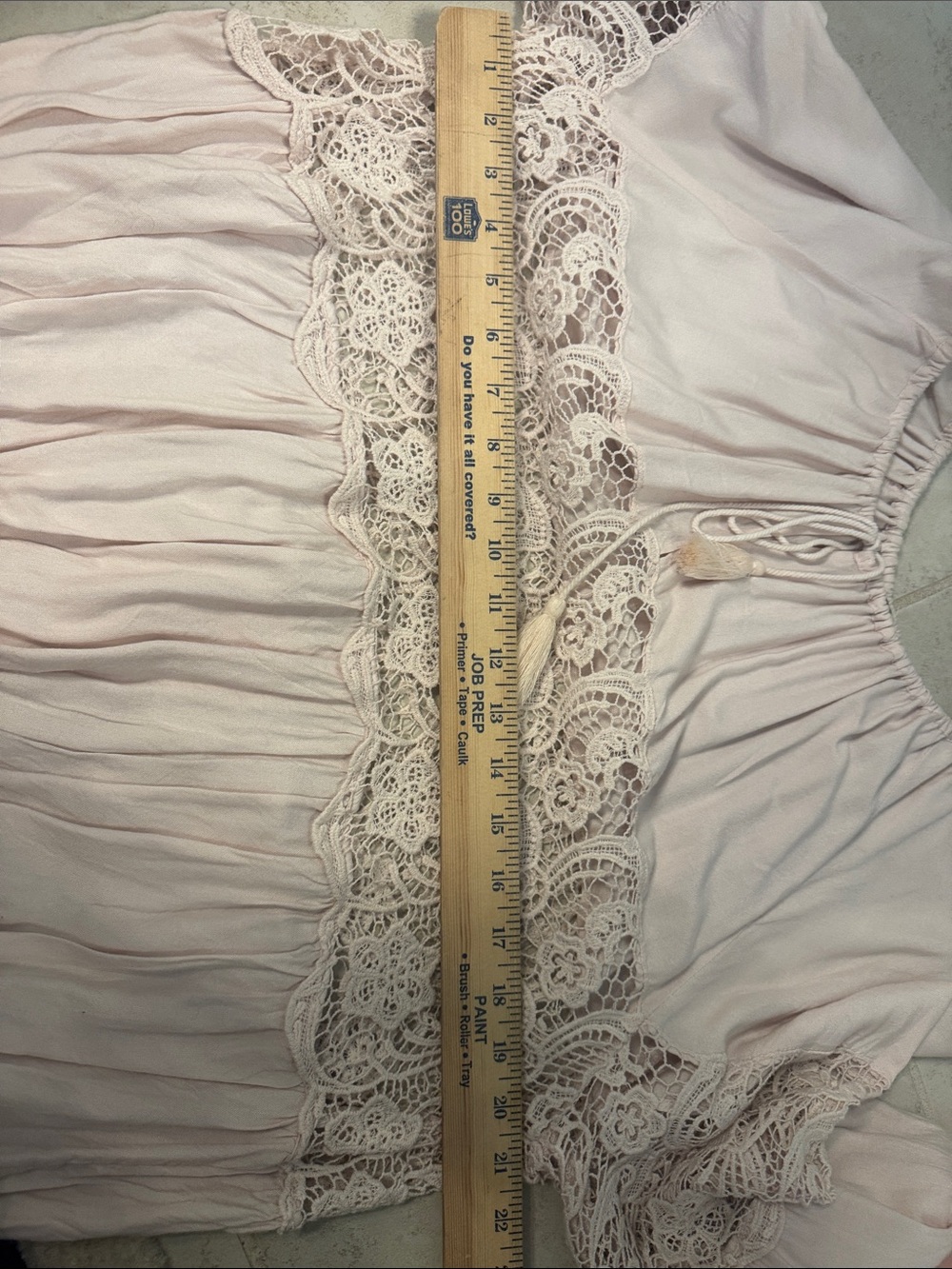 Free People‎ Boho Lace Peasant Blouse Pink Small Tassel Tie - Picture 12 of 12